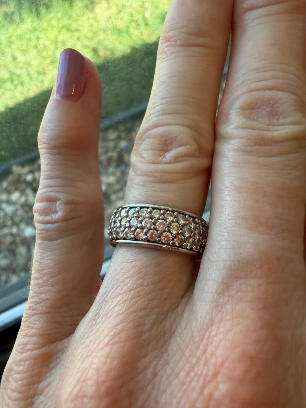 Vintage Diamonique Sterling Silver 925 Pave CZ Eternity Band - Size 5